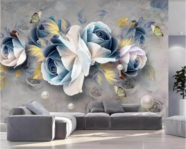 Elegant flowers with delicate butterflies Wall murals Elegant flowers with delicate butterflies
