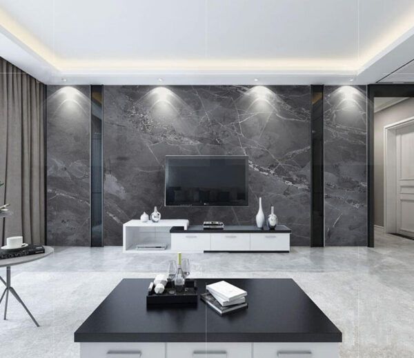 Dark marbled stone with white veins Wall murals Dark marbled stone with white veins