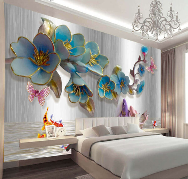 Group of fish and flowers Wall murals Group of fish and flowers