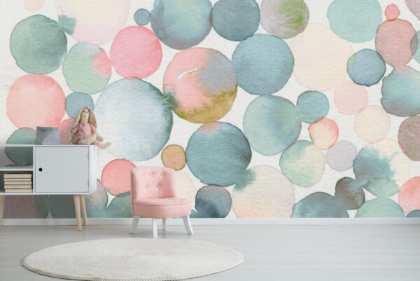 Pastel watercolor circles blend seamlessly Wall murals Pastel watercolor circles blend seamlessly