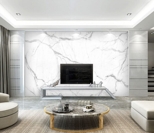 White marble with gray veining Wall murals White marble with gray veining