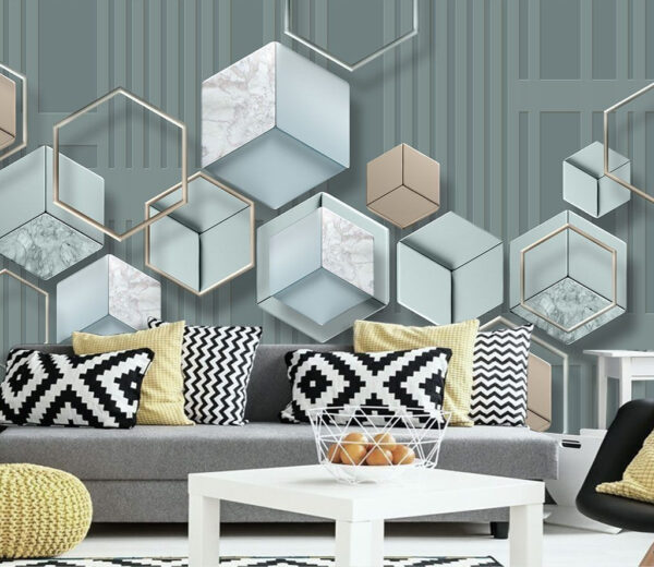 Wallpaper with hexagons and geometric shapes Wall murals Wallpaper with hexagons and geometric shapes
