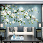 Wall murals White flowers on a branch