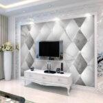 Wall murals White and grey diamond pattern