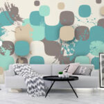 Wall murals Grey square with blue spots