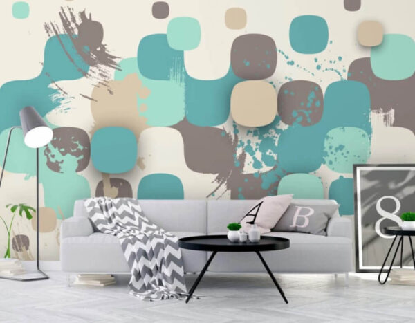 Grey square with blue spots Wall murals Grey square with blue spots