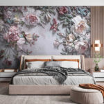 Wall mural Delicate blossoms on textured background