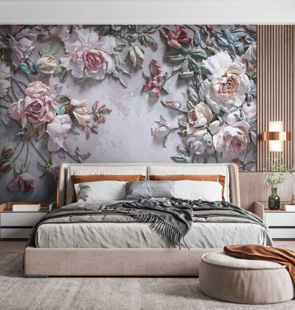 Wall mural Delicate blossoms on textured background