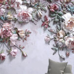 Wall murals Delicate blossoms on textured background.