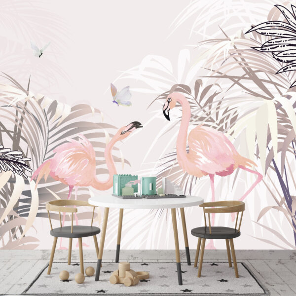 Pink flamingo with black beak Wall murals Pink flamingo with black beak