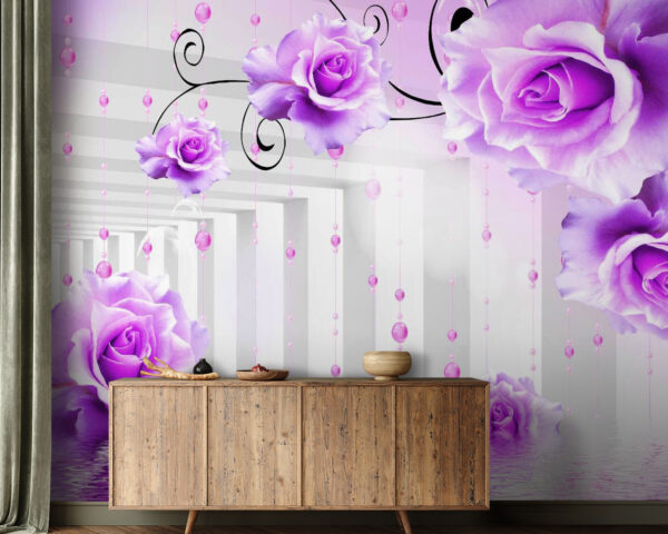 Purple roses from a ceiling Wall murals Purple roses from a ceiling