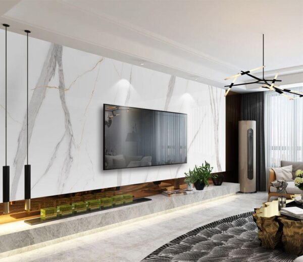 White marble with delicate veining Wall murals White marble with delicate veining