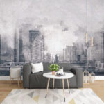 Wall murals Abstract cityscape in grayscale tones