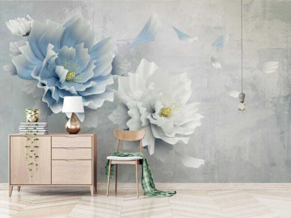 Elegant pastel blooms on textured background Wall murals Elegant pastel blooms on textured background