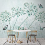 Wall murals Butterflies dance among delicate blooms.