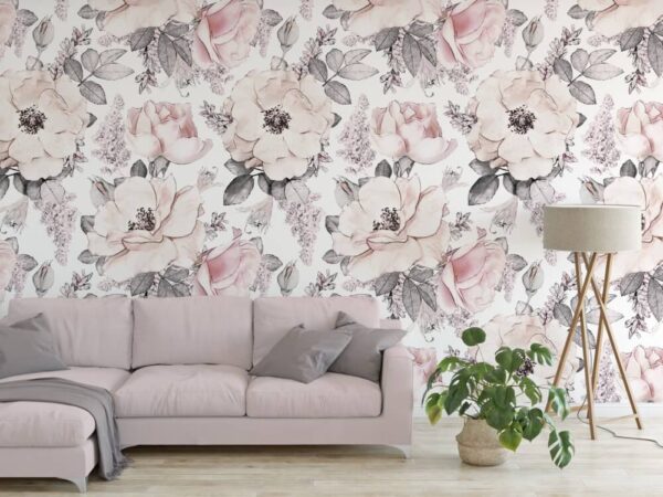 Pattern of flowers and leaves Wall murals Pattern of flowers and leaves