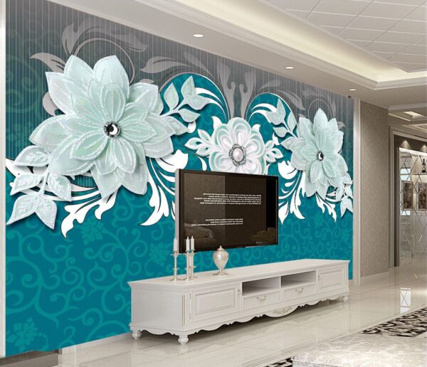 Blue and white floral design Wall murals Blue and white floral design