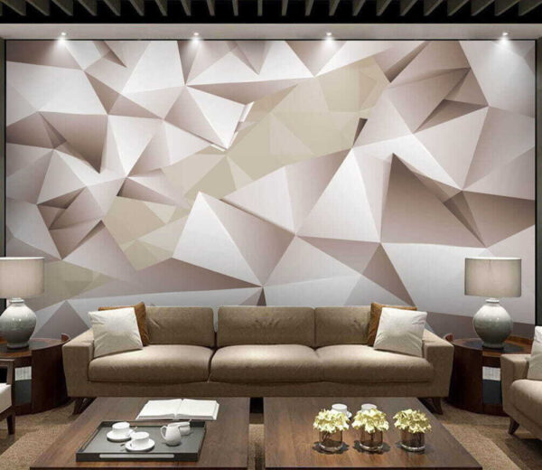 White and grey polygonal pattern Wall murals White and grey polygonal pattern