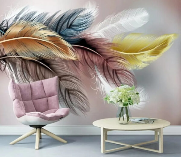 Vivid feathers in pastel hues Wall murals Vivid feathers in pastel hues