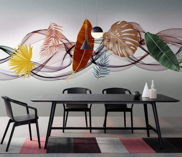 Group of leaves and waves Wall murals Group of leaves and waves