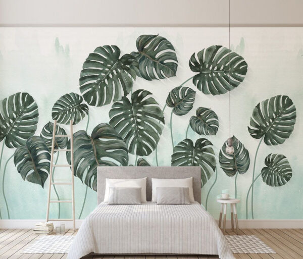 Group of leaves on a white background Wall murals Group of leaves on a white background