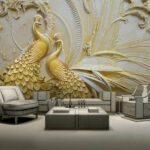 Wall murals Elegant peacocks in intricate relief