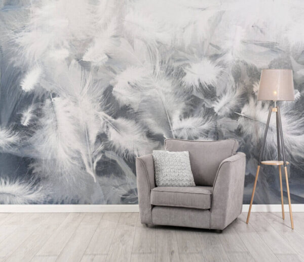 White feathers on a window Wall murals White feathers on a window