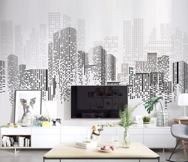 City skyline with many buildings Wall murals City skyline with many buildings