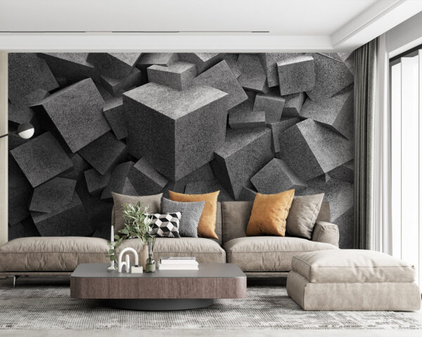 Pile of grey cubes Wall murals Pile of grey cubes