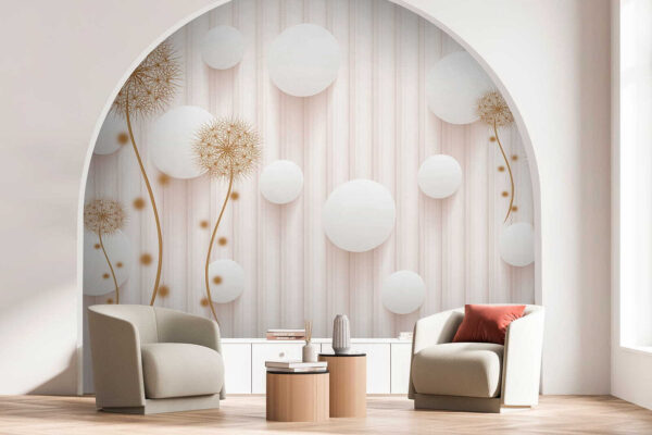 White circles and dandelions Wall murals White circles and dandelions