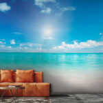 Wall murals Blue sky with clouds and the sun