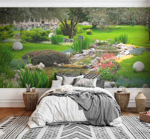 Stream running through a park Wall murals Stream running through a park
