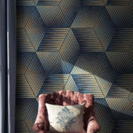 Wall murals Pattern of blue and tan cubes