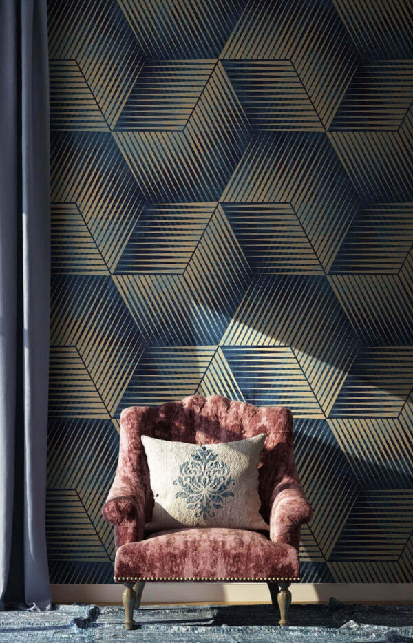 Pattern of blue and tan cubes Wall murals Pattern of blue and tan cubes