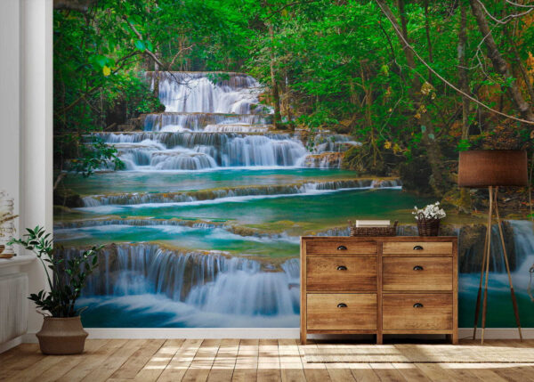 Waterfall in the middle of a forest Wall murals Waterfall in the middle of a forest