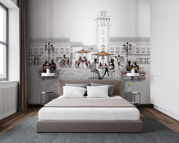 Man and woman sitting on a bench Wall murals Man and woman sitting on a bench