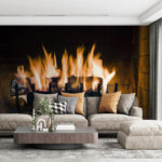 Wall murals Fire in a fireplace