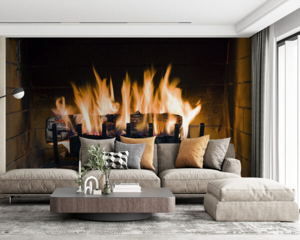 Fire in a fireplace Wall murals Fire in a fireplace