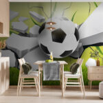 Wall murals Soccer ball breaking through surface