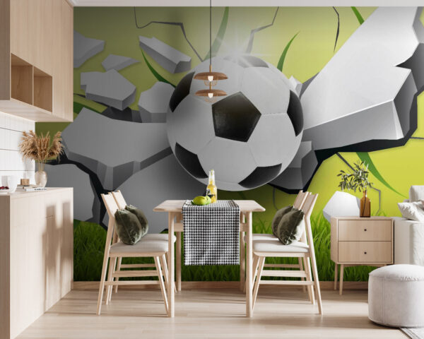 Soccer ball breaking through surface Wall murals Soccer ball breaking through surface
