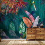 Wall murals Vibrant jungle scene with parrot.