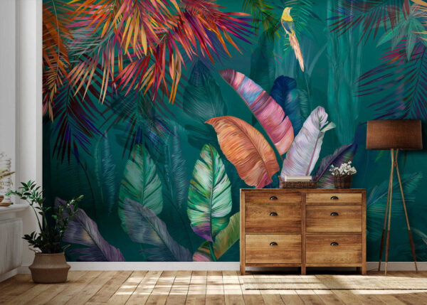 Vibrant jungle scene with parrot Wall murals Vibrant jungle scene with parrot