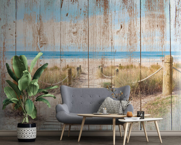 Wooden path leading to a beach Wall murals Wooden path leading to a beach