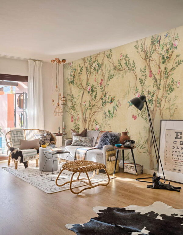 Wallpaper with birds and flowers Wall murals Wallpaper with birds and flowers