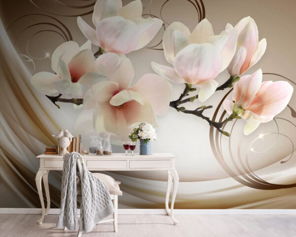 Delicate blooms against a gentle backdrop Wall murals Delicate blooms against a gentle backdrop