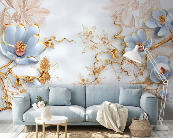 Wall murals Delicate blooms among graceful branches (SKU: u60416v2) Wall murals Wall murals Delicate blooms among graceful branches (SKU: u60416v2)