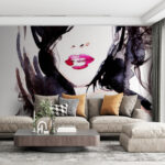 Wall murals Smoky watercolor portrait with expression.