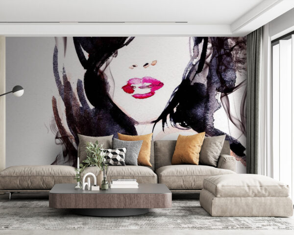 Smoky watercolor portrait with expression Wall murals Smoky watercolor portrait with expression