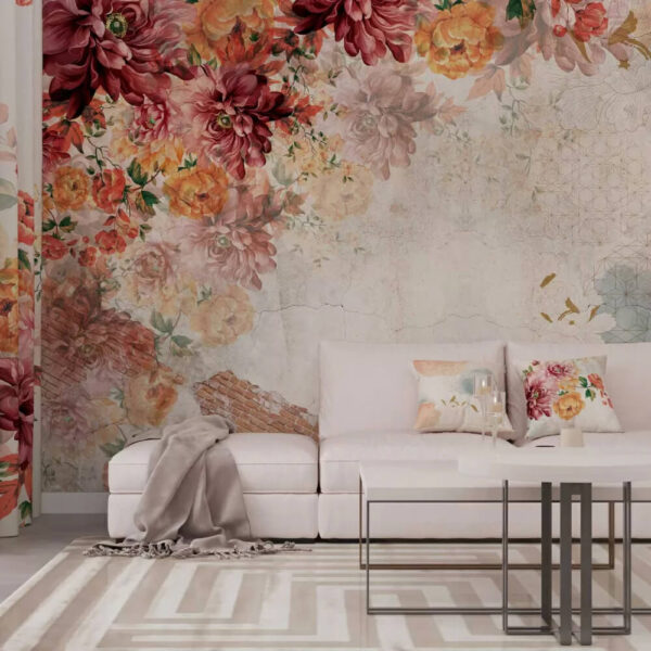 Vibrant floral patterns in soft hues Wall murals Vibrant floral patterns in soft hues