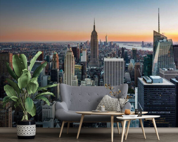 City skyline with tall buildings Wall murals City skyline with tall buildings